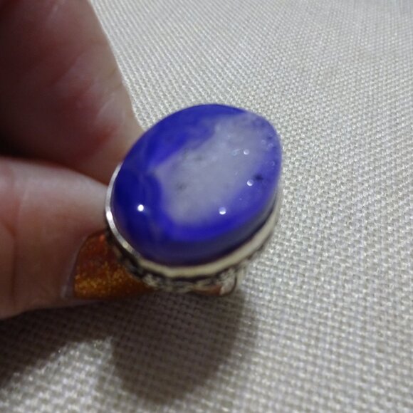 Beautiful PURPLE GEODE DRUZY Handmade Sterling 925 Size 7.5 #625C - Picture 3 of 3